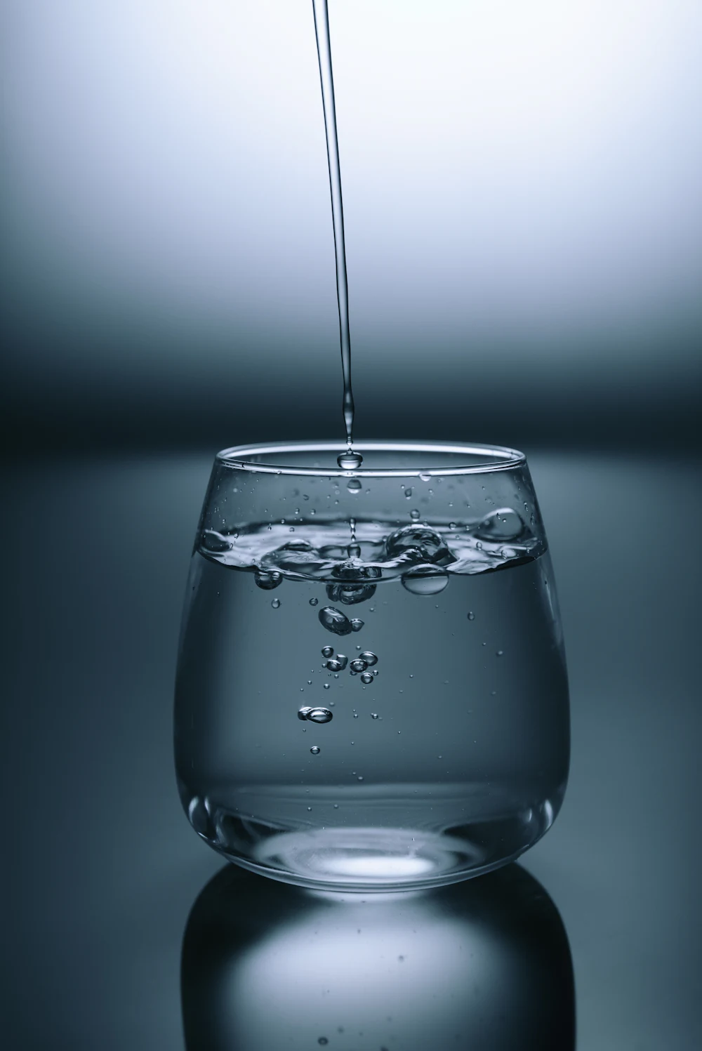 Fresh water poured into a clear glass